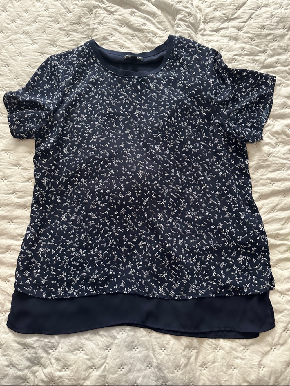 Hilary Radley Navy & White Floral Layered Top & Blush Pink Layered Top